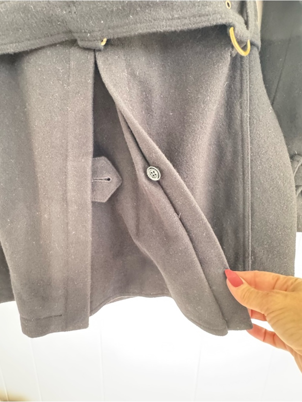Burberry Brit Black Double-Breasted Wool Trench Coat with Belt - Picture 8 of 13